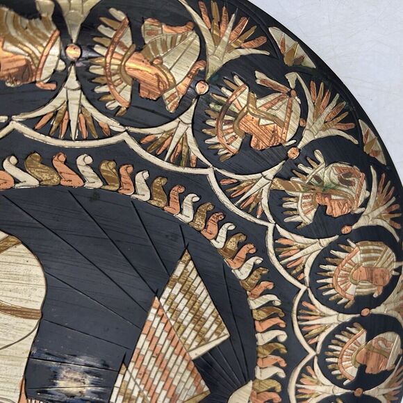 Vintage Large Handmade Copper Brass Metal Wall Plaque Egyptian Pyramids & Sphinx - Picture 4 of 9